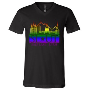 Salt Lake Utah SlUt Lgbtq Funny V-Neck T-Shirt