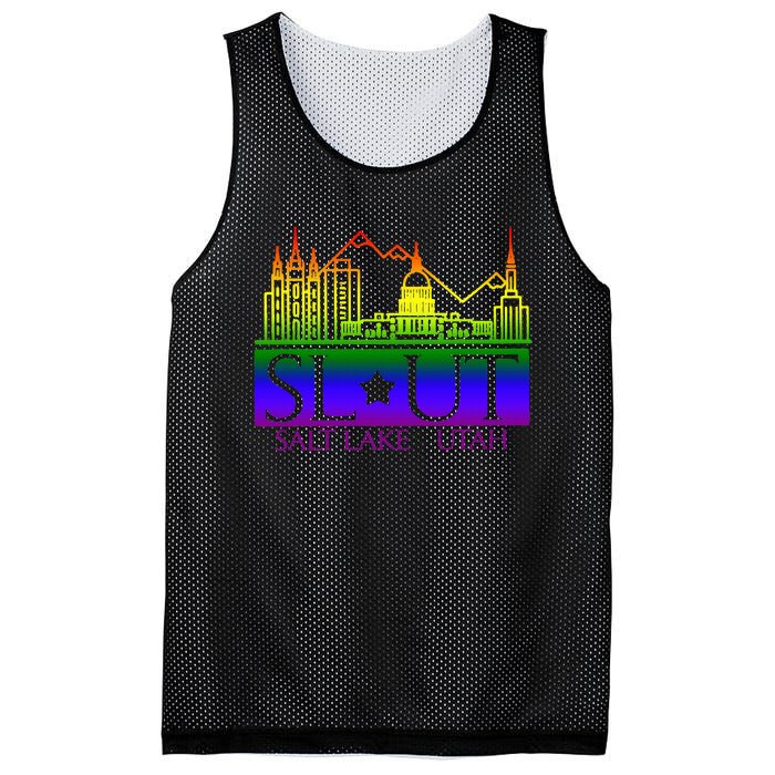 Salt Lake Utah SlUt Lgbtq Funny Mesh Reversible Basketball Jersey Tank