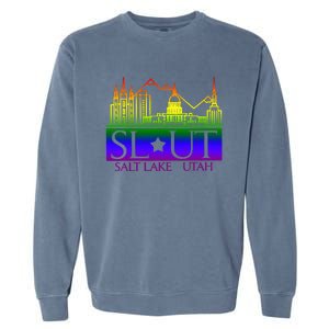 Salt Lake Utah SlUt Lgbtq Funny Garment-Dyed Sweatshirt