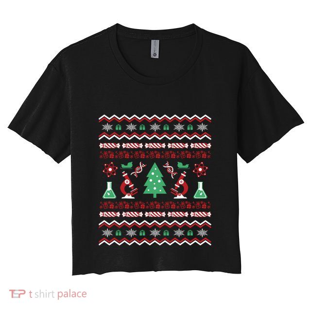 Science Laboratory Ugly Christmas Sweater Dna Microbiology Gift Crop Top