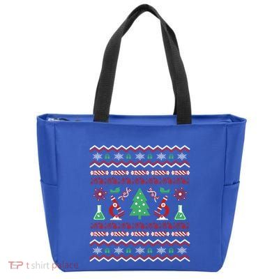 Science Laboratory Ugly Christmas Sweater Dna Microbiology Gift Zip Tote Bag