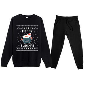 Sushi Lover Ugly Christmas Sweater For Holidays Gift Premium Crewneck Sweatsuit Set