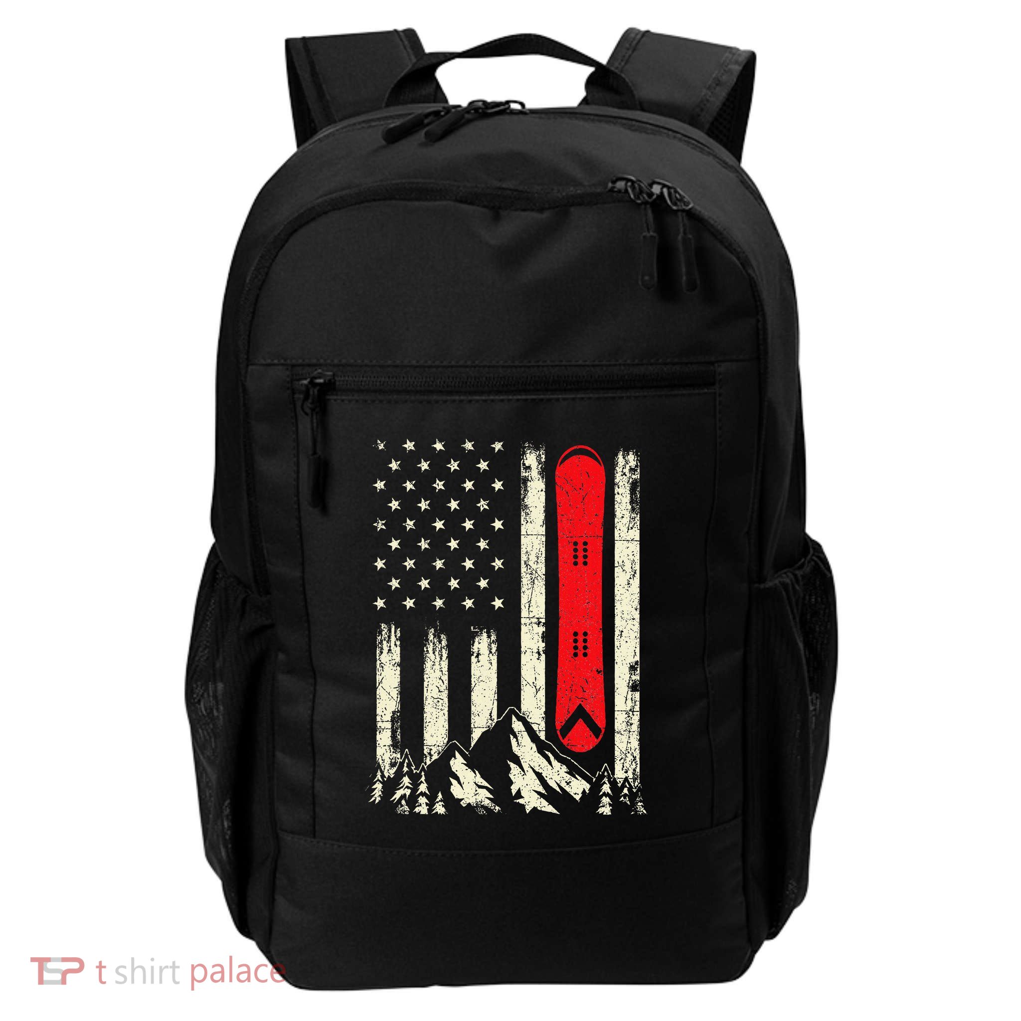 Snowboarding Lover Usa Flag Snowboarder Wintersports Lover Daily Commute Backpack