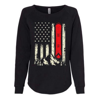 Snowboarding Lover Usa Flag Snowboarder Wintersports Lover Womens California Wash Sweatshirt