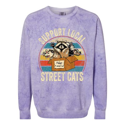 Support Local Vintage Box Raccoon Opossum Skunk Colorblast Crewneck Sweatshirt