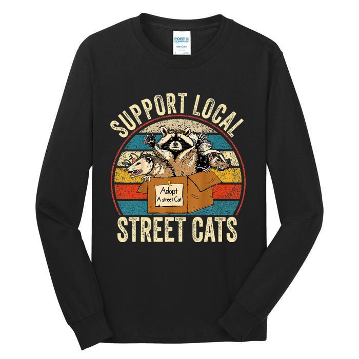 Support Local Vintage Box Raccoon Opossum Skunk Tall Long Sleeve T-Shirt