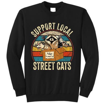 Support Local Vintage Box Raccoon Opossum Skunk Tall Sweatshirt