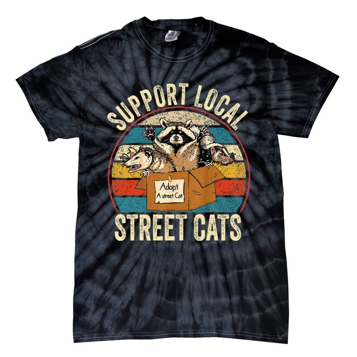 Support Local Vintage Box Raccoon Opossum Skunk Tie-Dye T-Shirt