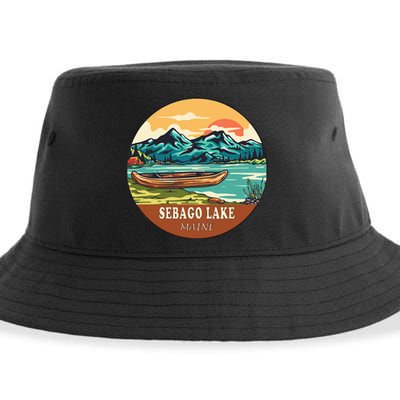 Sebago Lake Vintage Vacation Maine Sustainable Bucket Hat