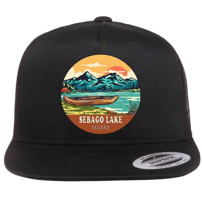 Sebago Lake Vintage Vacation Maine Flat Bill Trucker Hat