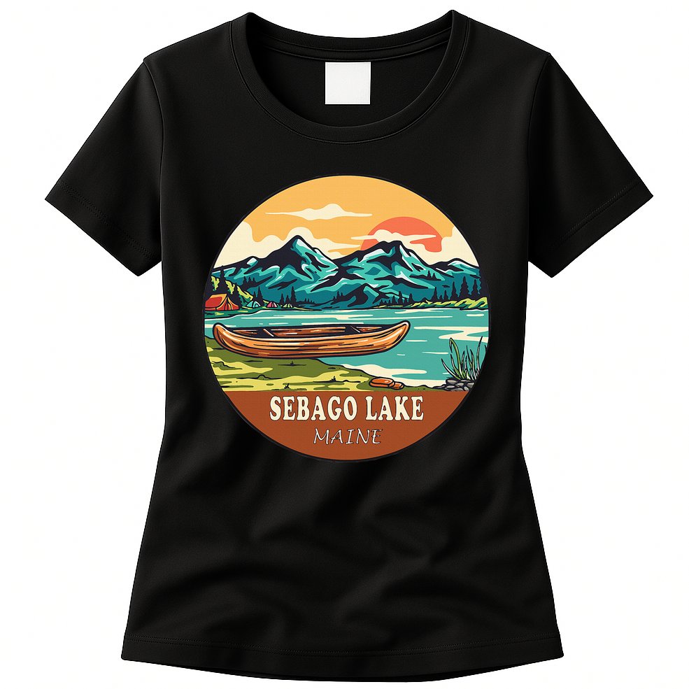 Sebago Lake Vintage Vacation Maine Womens T-Shirt