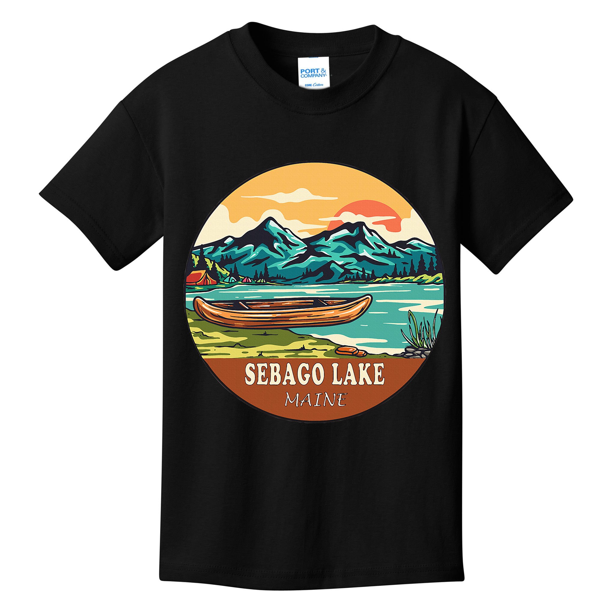 Sebago Lake Vintage Vacation Maine Kids T-Shirt