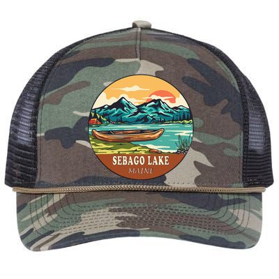 Sebago Lake Vintage Vacation Maine Retro Rope Trucker Hat Cap