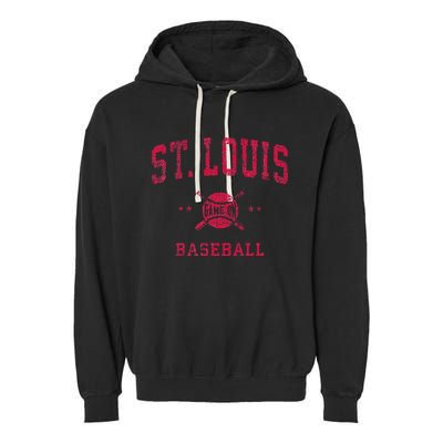 St Louis Vintage Baseball Throwback Retro Design Garment-Dyed Fleece Hoodie