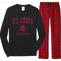 St Louis Vintage Baseball Throwback Retro Design Long Sleeve Pajama Set