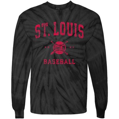 St Louis Vintage Baseball Throwback Retro Design Tie-Dye Long Sleeve Shirt