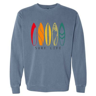 Surf Life Vintage Surfing Retro Surf Board Surfer Garment-Dyed Sweatshirt