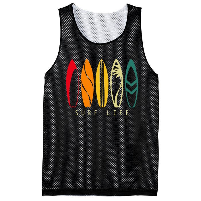 Surf Life Vintage Surfing Retro Surfboard Surfer Mesh Reversible Basketball Jersey Tank