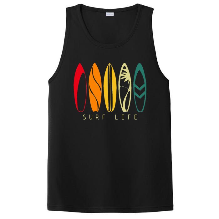 Surf Life Vintage Surfing Retro Surfboard Surfer PosiCharge Competitor Tank