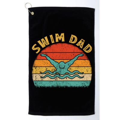 Swimming Lover Vintage Retro Swimmer Swim Dad Fathers Day Cute Gift Platinum Collection Golf Towel