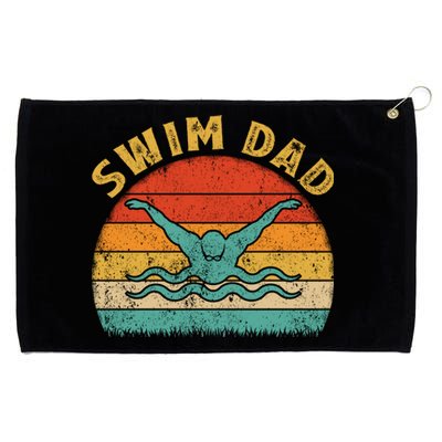 Swimming Lover Vintage Retro Swimmer Swim Dad Fathers Day Cute Gift Grommeted Golf Towel