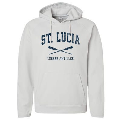 St. Lucia Vintage Nautical Paddles Sports Oars Performance Fleece Hoodie