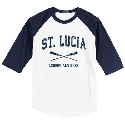 St. Lucia Vintage Nautical Paddles Sports Oars Baseball Sleeve Shirt