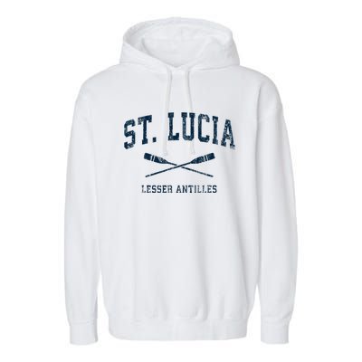 St. Lucia Vintage Nautical Paddles Sports Oars Garment-Dyed Fleece Hoodie