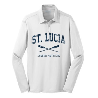 St. Lucia Vintage Nautical Paddles Sports Oars Silk Touch Performance Long Sleeve Polo