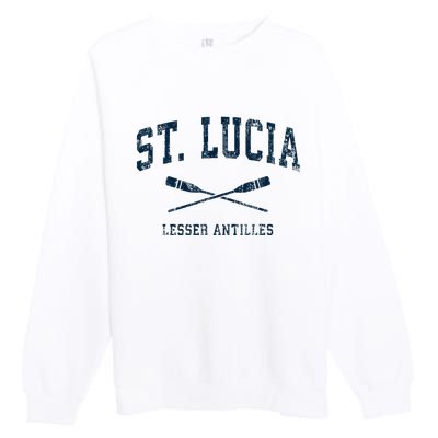 St. Lucia Vintage Nautical Paddles Sports Oars Premium Crewneck Sweatshirt