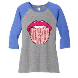 Skier Lips Winter Sports Gift Ski Skiing Cool Gift Women's Tri-Blend 3/4-Sleeve Raglan Shirt