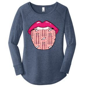 Skier Lips Winter Sports Gift Ski Skiing Cool Gift Women's Perfect Tri Tunic Long Sleeve Shirt