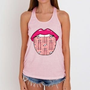 Skier Lips Winter Sports Gift Ski Skiing Cool Gift Women's Knotted Racerback Tank