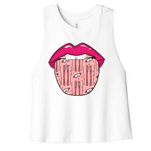 Skier Lips Winter Sports Gift Ski Skiing Cool Gift Women's Racerback Cropped Tank