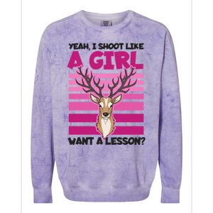 Shoot Like Want A Lesson Design Deer Hunting Meaningful Gift Colorblast Crewneck Sweatshirt