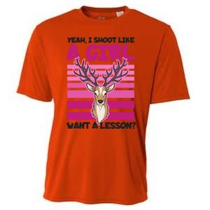 Shoot Like Want A Lesson Design Deer Hunting Meaningful Gift Cooling Performance Crew T-Shirt