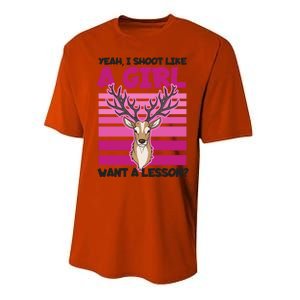 Shoot Like Want A Lesson Design Deer Hunting Meaningful Gift Performance Sprint T-Shirt