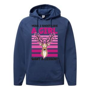 Shoot Like Want A Lesson Design Deer Hunting Meaningful Gift Performance Fleece Hoodie