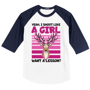 Shoot Like Want A Lesson Design Deer Hunting Meaningful Gift Baseball Sleeve Shirt