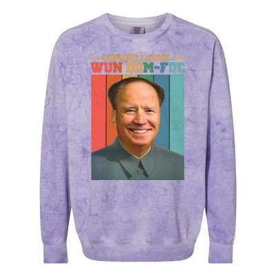 Supreme Leader Wun Dum Fuc Funny Anti Joe Biden Colorblast Crewneck Sweatshirt