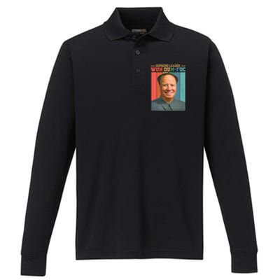 Supreme Leader Wun Dum Fuc Funny Anti Joe Biden Performance Long Sleeve Polo