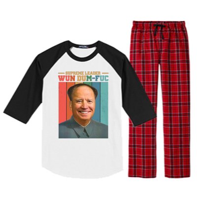 Supreme Leader Wun Dum Fuc Funny Anti Joe Biden Raglan Sleeve Pajama Set