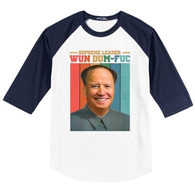 Supreme Leader Wun Dum Fuc Funny Anti Joe Biden Baseball Sleeve Shirt