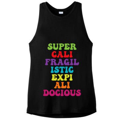 Supercalifragilisticexpialidocious Longest Word Groovy Ladies PosiCharge Tri-Blend Wicking Tank