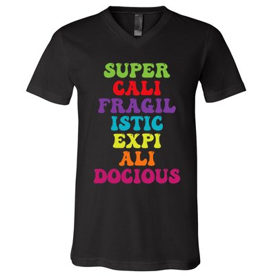 Supercalifragilisticexpialidocious Longest Word Groovy V-Neck T-Shirt