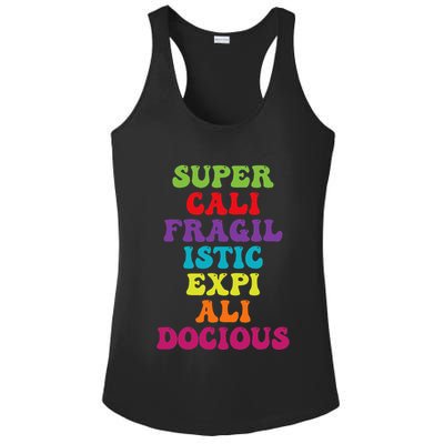 Supercalifragilisticexpialidocious Longest Word Groovy Ladies PosiCharge Competitor Racerback Tank