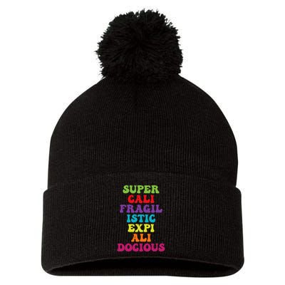 Supercalifragilisticexpialidocious Longest Word Groovy Pom Pom 12in Knit Beanie