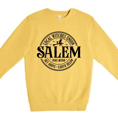 Salem Local Witches Union Sky Above Earth Below Halloween Gift Premium Crewneck Sweatshirt