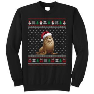 Sea Lion Wearing Santa Hat Ugly Xmas Sea Lion Lovers Sweatshirt