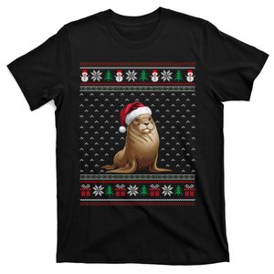 Sea Lion Wearing Santa Hat Ugly Xmas Sea Lion Lovers T-Shirt